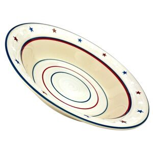 Longaberger AMERICAN STARBURST PASTA BOWL 12" Red white blue stars